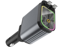 Adaptador De Carga Para Coche 4 En 1 Con Cable Retráctil Y Puerto Usb Para Teléfonos Móviles De 16 V.