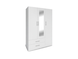 Armario de dormitorio con 3 puertas y espejo, color blanco