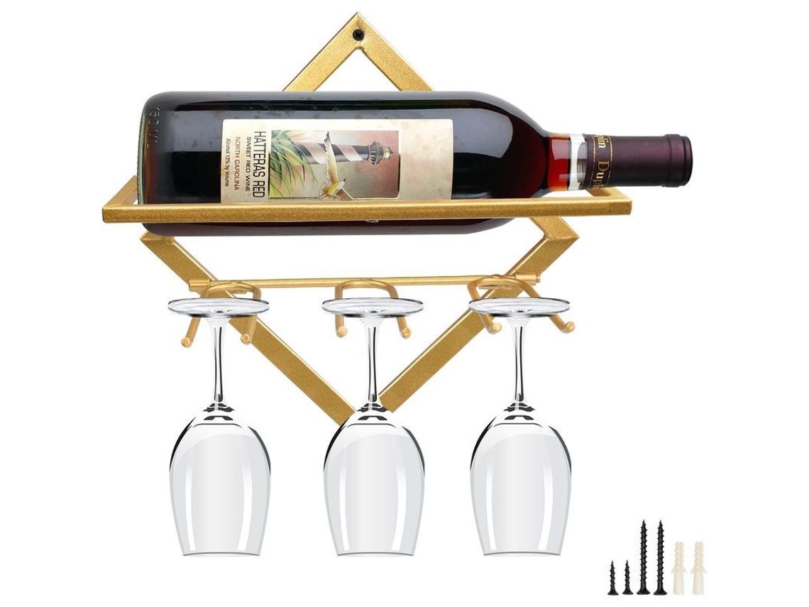 Soporte metálico para botellas de vino con reposapiés (sin marca)