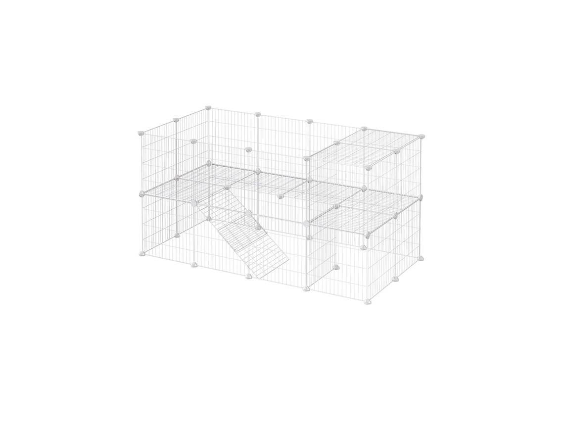 Recinto Modular 2 Niveles 36 Paneles Para Mascotas Pequeñas 143x73x71 Cm Top - Negro
