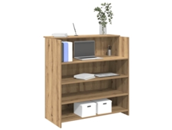 Mostrador de recepción de 100x50x103,5 cm, madera de roble artesanal.