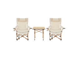 Mesa portátil con 2 sillas plegables camping Bellante acero tela - Beige casa.pro