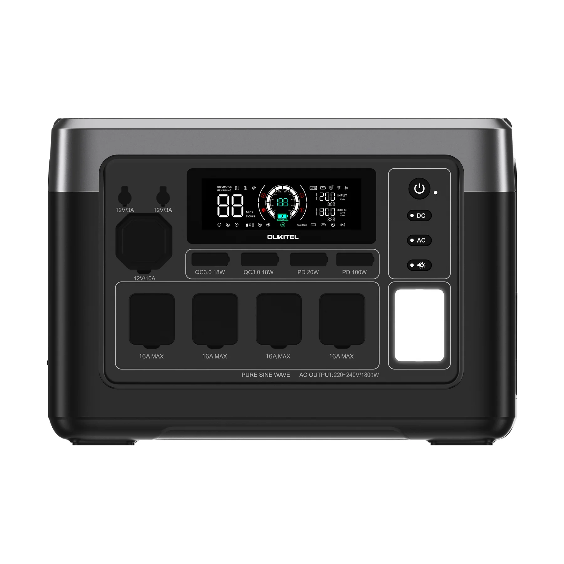 Estación de energía portátil Oukitel P1000 Plus, 1800 W, 1024 Wh, generador solar con batería Lifepo4, carga rápida, control inteligente por aplicación.