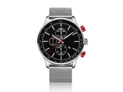 Reloj Analógico De Cuarzo Para Hombre, Brazalete De Acero, Caja De Aleación De Plata, Esfera Negra.