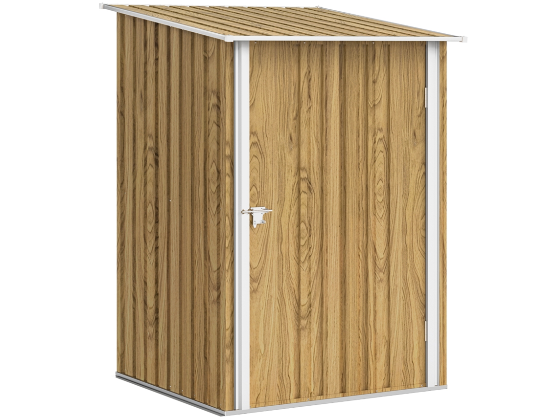Caseta de jardín metálica de 0,92 m² (100x103x160 cm) con 1 puerta y cerradura para guardar herramientas, color marrón claro, PMM CAPITALI