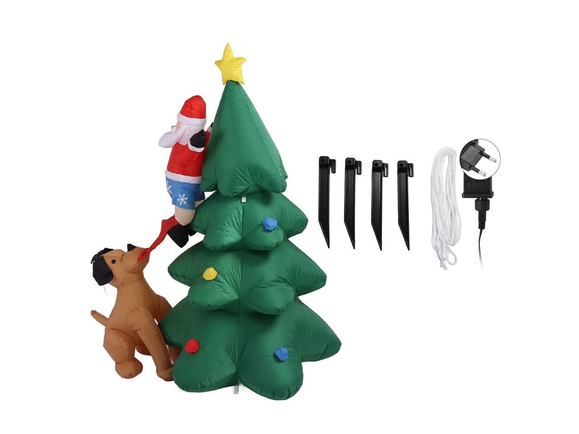 Árbol de Navidad hinchable de 1,8 m con luces, enchufe europeo 100-240 V