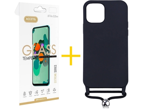 Kit Carcasa y Protector 1 X iPhone 11 Pro Skyhe Gel Rope Negro