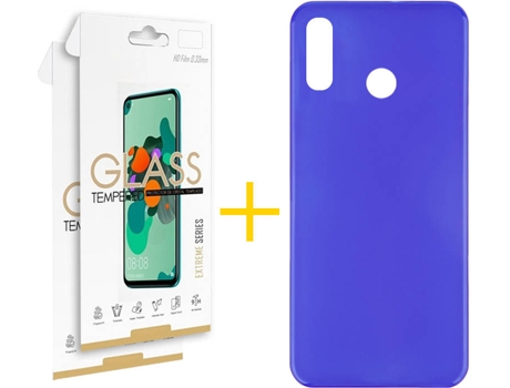 Kit Funda + 2 Protectores de Pantalla Huawei P Smart 2019 SKYHE Liso 8 Azul