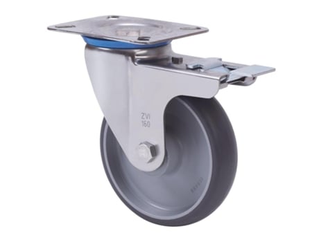 Rueda giratora placa fr.inox.10zvifd200-pgzn poliamix-goma gris inyect.liso ALEX