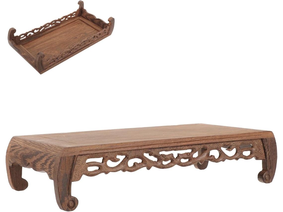 Madera Maciza Tetera Soporte Macetas Bandeja Decorativa Plantas Colgantes Jarrón Interior Base