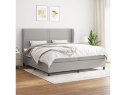 Cama Box Spring Con Colchón Tela Gris Claro 200x200 Cm
