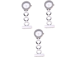 3piezas Reloj Bolsillo Enfermera Diseño Elegante Diamante Rodante Color Plateado Médicos Enfermeras Accesorio