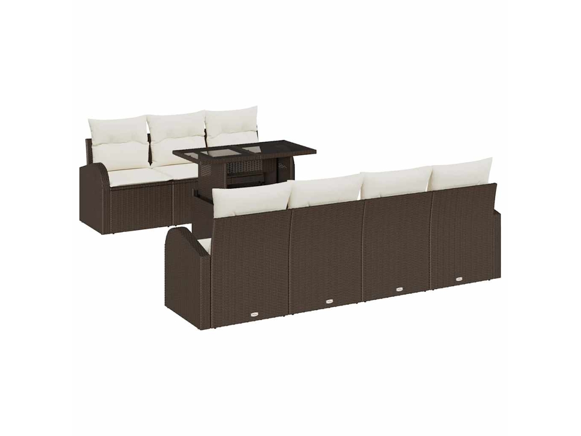 Maison Exclusive - Conjunto De Sofá De Jardín 8 Pcs Marrón Rattan De Poliéster