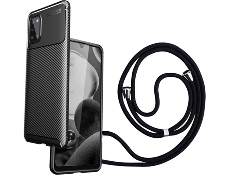 Funda Samsung A31 Rugged Carbon Con Collar Negro