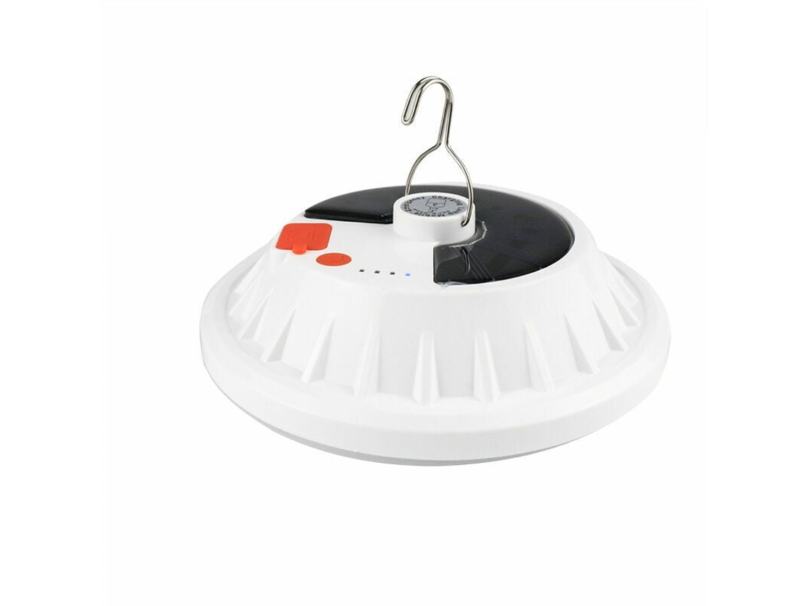 Luz LED de camping con energía solar, recargable por USB, con control remoto, 5 modos, resistente al agua IPX7.
