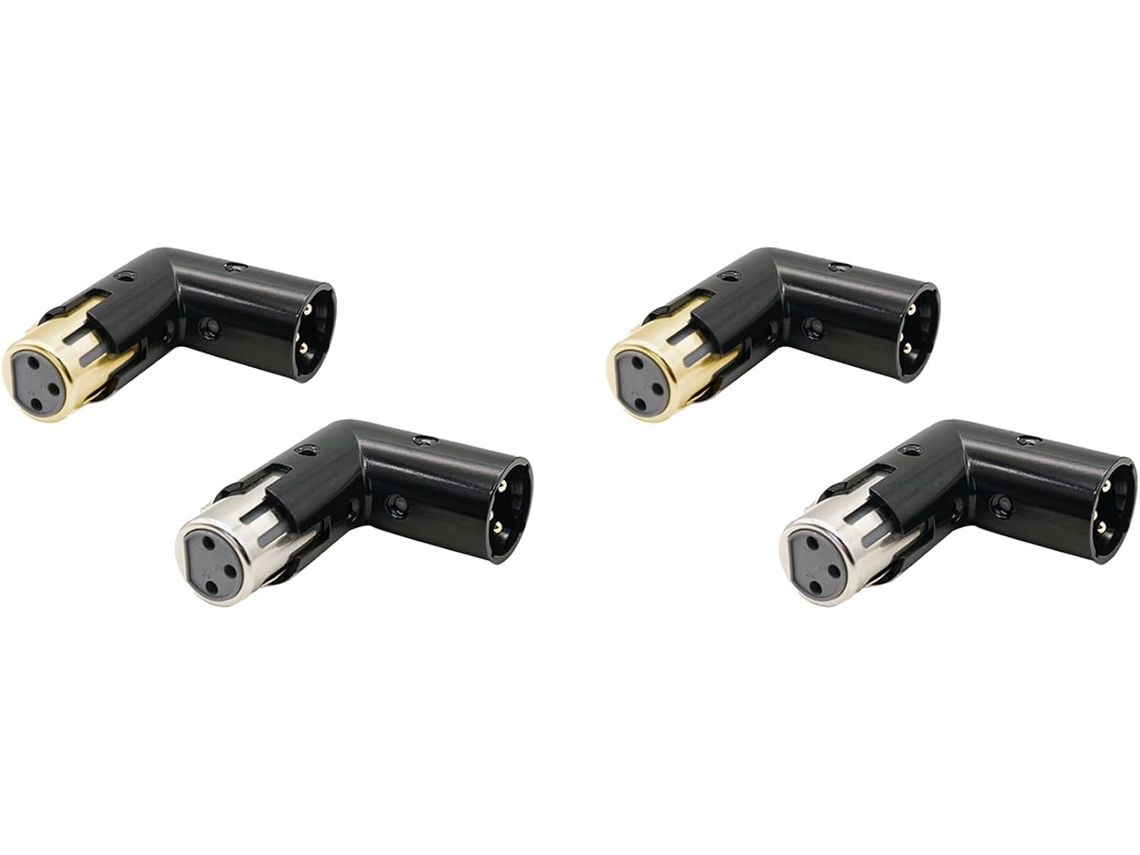 4 adaptadores de audio SFUSHOS (conector XLR macho de 3 pines ajustable a ángulo recto de 90 grados)