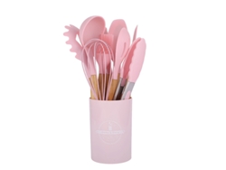 Juego de 12 utensilios de cocina, color rosa Tommy01