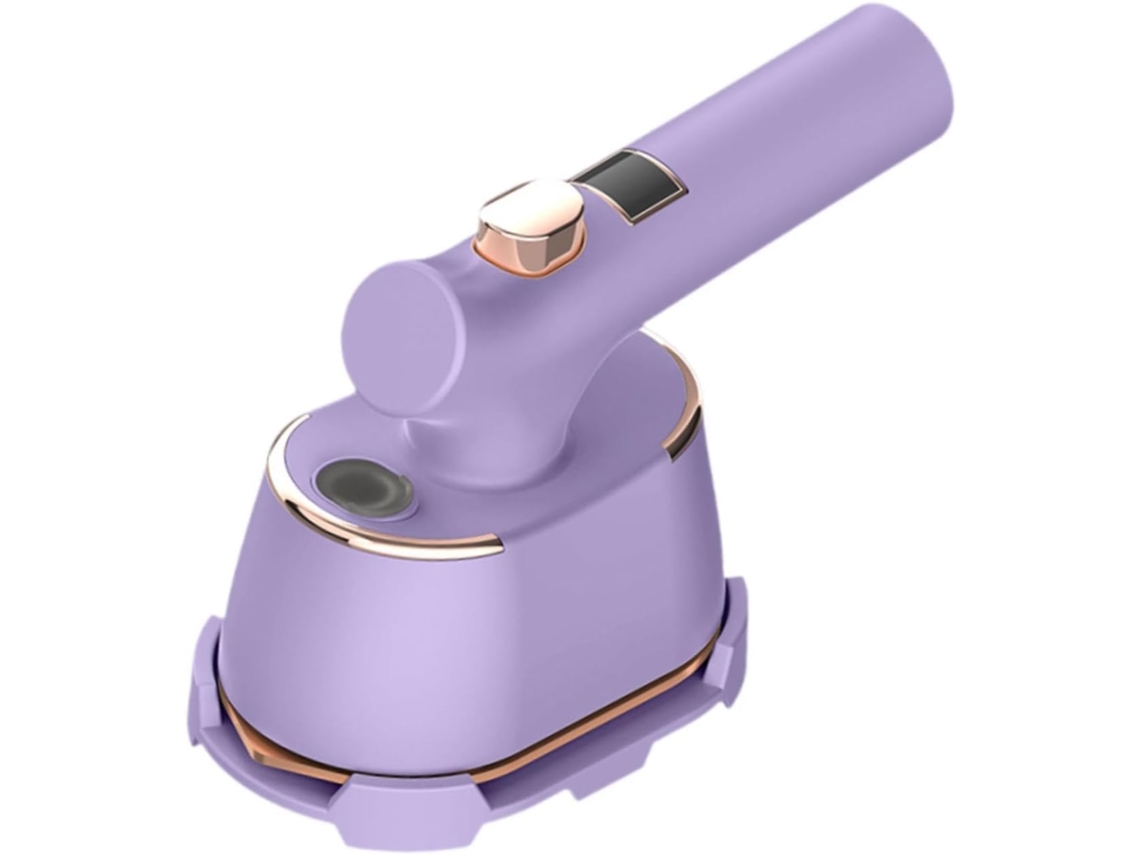 Plancha de vapor portátil con pantalla digital, plegable, color morado