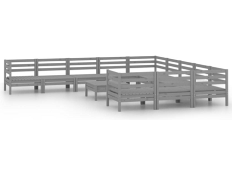 Conjunto 12 de muebles de jardín VIDAXL madera maciza de pino gris