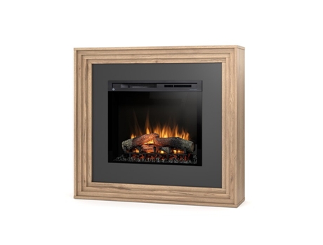 Chimenea LED eléctrica independiente KARTA 28' Negro / Roble claro 119.8 x 109.4 x 30.5 OUTINFIRE