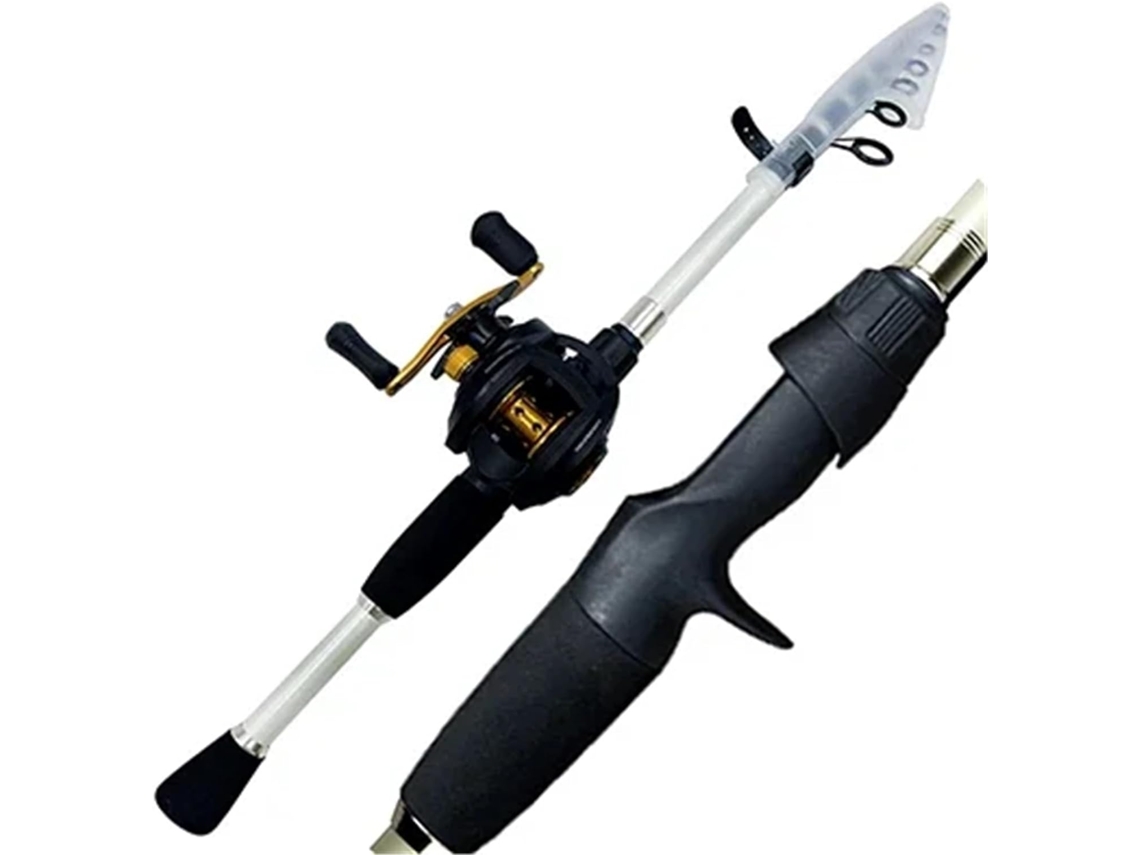 Combo De Caña Pescar Para Casting: Telescópica Carbono Y Carrete Baitcasting, Kit Pesca Portátil Viajes, Pe...