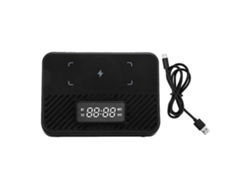 Estación De Carga Inalámbrica 3 En 1 De 15 W Con Altavoz Bluetooth Y Reloj Despertador Digital - Negro