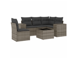 Conjunto 6 de muebles de jardín VIDAXL y cojines ratán sintético gris