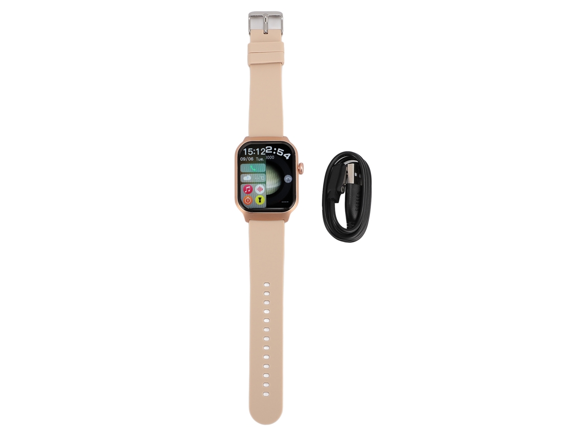 Relógio Inteligente Resistente À Água Ip67 Tela 2.01 Polegadas Modos Esportivos Chamada Bluetooth Reprodução De Música Bege Amarelo