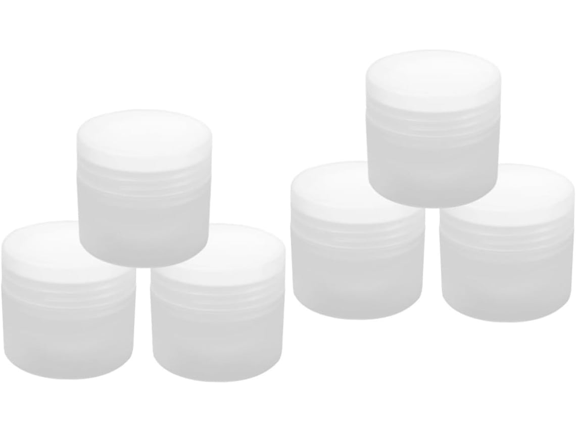 Conjunto De 6 Frascos De Viagem Transparentes Com Compartimentos Duplos Para Cosméticos E Tampas Internas.