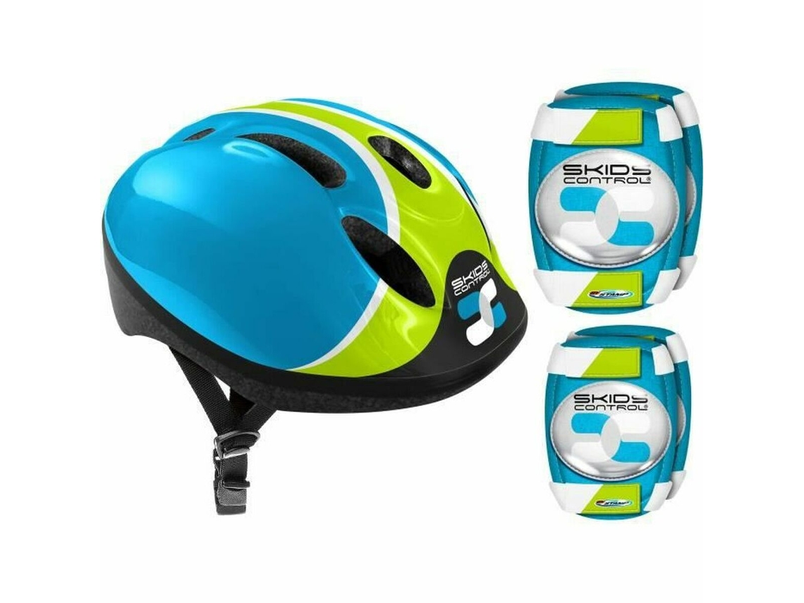 Kit Casco y Rodilleras Azul Coderas
