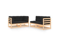Conjunto de jardín de 4 piezas con cojines en pino macizo DKD Home Decor