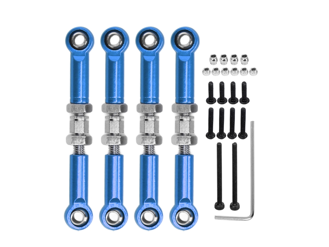 2026 4 piezas de enlaces de servo ajustables para coche RC FMS 1/24 FCX24, barra de dirección de aluminio y hierro azul