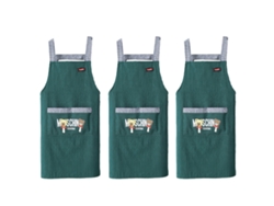 Delantal De Cocina 3 Piezas, Delantal Adulto Antimanchas Simple, Transpirable Y Cómodo Con Bolsillo En Contraste, Rayas Y Correa H
