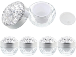 Lot De 5 Pots En Verre Para Crèmes Rostro 30g Con Bouchons Argentés Y Tampons Manuels Flacons R...