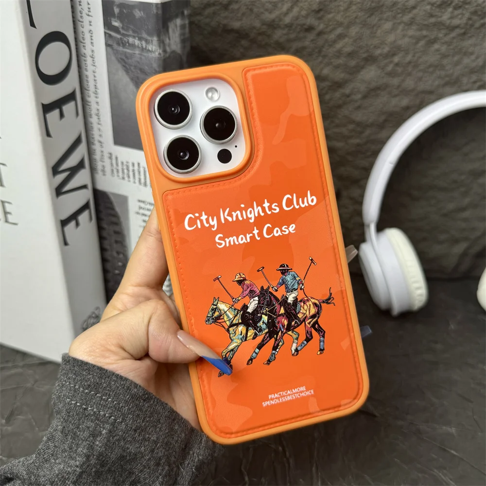 (iphone 13 Pro, Naranja) Funda Magnética Magsafe Con Diseño De Caballero Para Iphone, A Prueba De Golpes