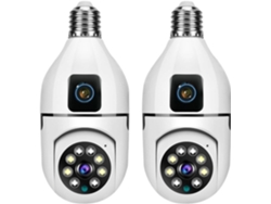 Cámara De Seguridad 4k Ptz Wifi Con Doble Lente Y Pantalla, Bombilla E27, Tuya Smart Life