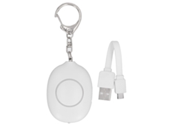 Alarma De Seguridad Personal, Linterna Led De 130 Db, Llavero De Carga Rápida Para Mujeres Y Niñas, Color Blanco.