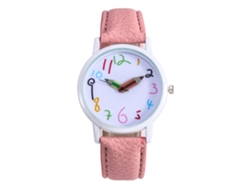 Reloj Niño De Cuarzo Con Correa Pu Y Aguja Lápiz, Caja Blanca, Rosa