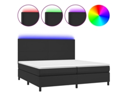 Maison Exclusive - Cama Box Spring Colchón Y Led Cuero Sintético Negro 200x200 Cm