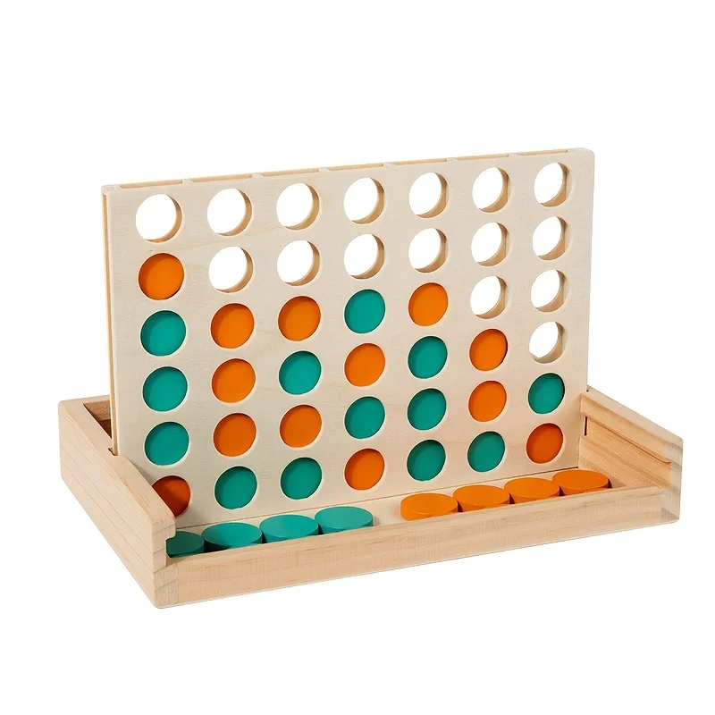 (color Madera) Juego De Mesa Connect Four De Madera, Plegable Y Portátil.