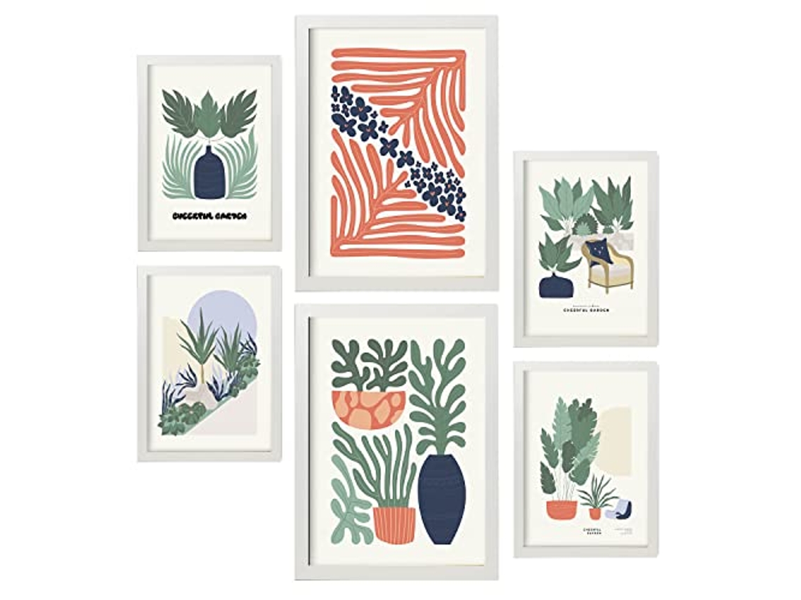 NACNIC Set De 6 Posters Minimalismo En Colores Pastel Colección De Verano Láminas De Paisajes Y Naturaleza Para  Tamaños A3 & A4 Marcos Blancos