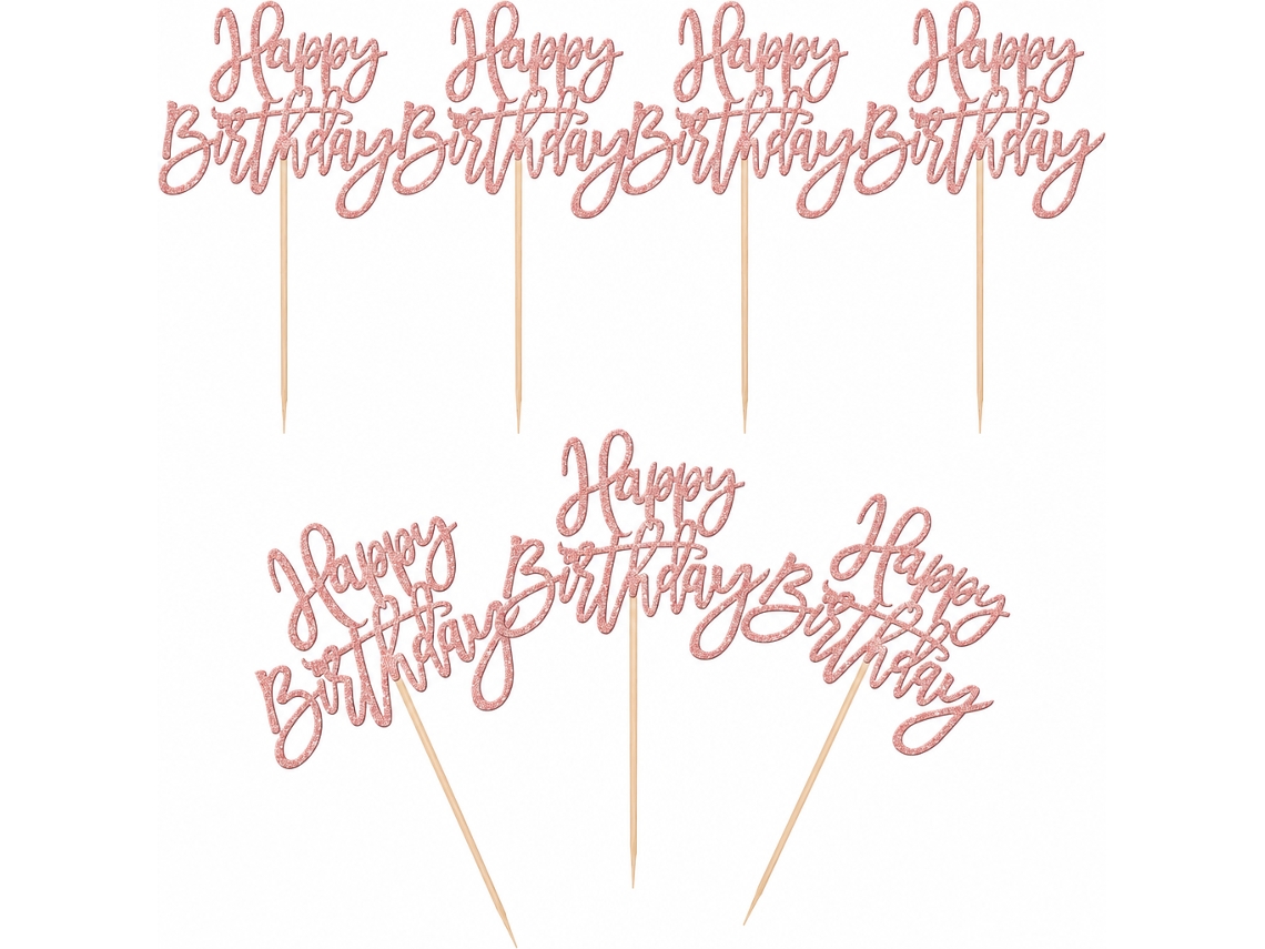 Topper Polski De Cartulina Con Purpurina Rosa 30 Uds 7,5 X 12,5 Cm Preensamblado Para Cupcakes Y Postres De Cumpleaños