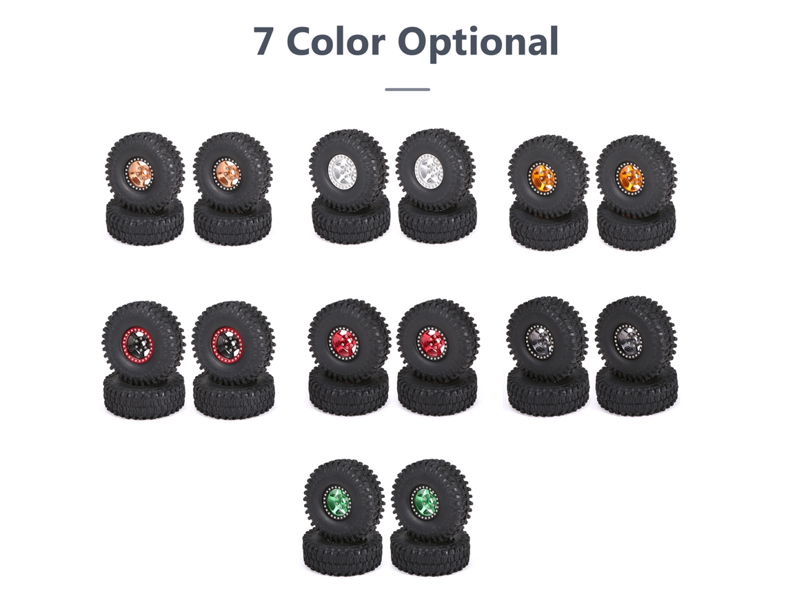 4 Neumáticos Con Llanta Metálica Para Coches Rc A Escala 1/10 Axial Scx10 Trx4 Rc4wd D90 Tamiya