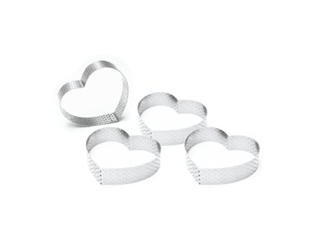 4 anillos perforados en forma de corazón para tartas individuales - 7,5 x 8 cm SCRAPCOOKING
