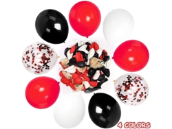 Kit De 62 Globos Con Confeti Negro Y Rojo, 30 Cm (12 Pulgadas) Con Cinta Para Globos.