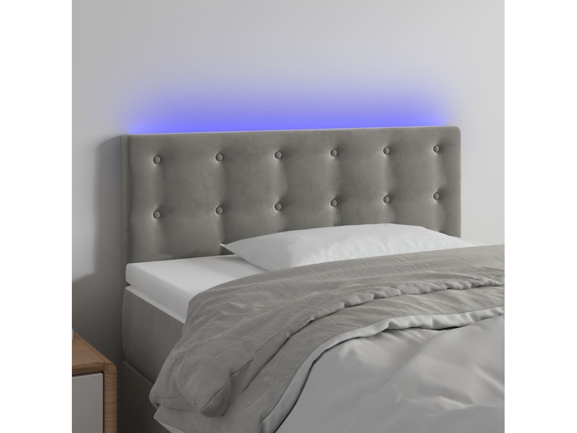 Cabecero Con Led De Terciopelo Gris Claro 90x5x78/88 Cm