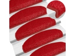 Felpudos Para Escaleras (30 Uds, 65 X 21 X 4 Cm), Color Rojo, Semicirculares, Grandes