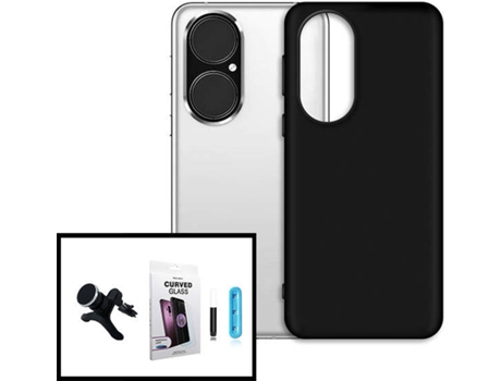 Kit Carcasa, Protector Y Soporte Huawei P50 Pro Phonecare Silicona Liquida Y Soporte Coche Reforzado