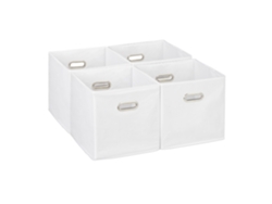 Relaxdays Cajas Almacenaje Con Asa Ancha En Set De 4, Cajones Plegables Para Estantería, 30 X 30 X 30 Cm, Blanco