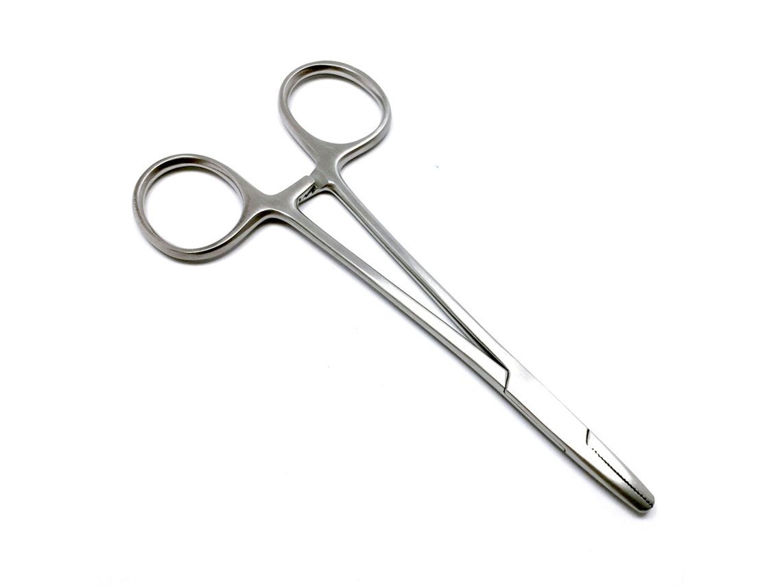 Pinza Portaagujas De Acero Inoxidable Con Dientes Reutilizable Duradera 12.5cm Para Animales